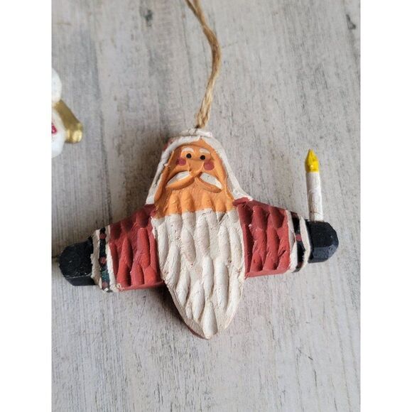 Rustic variety Angel Santa Claus snowman ornament Xmas unique set - Picture 6 of 11